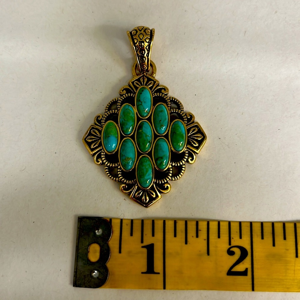 BARSE turquoise and gold pendant - Picture 4 of 6